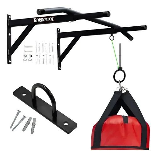Black multifunction pull-up bar with V-shaped side grips