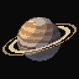 Gas giant with tilted rings, spinning